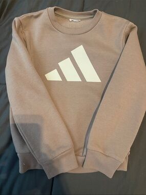 adidas Taupe Crewneck Sweatshirt with White Logo